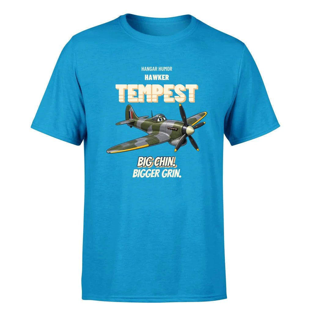 Hawker Tempest Mk V - Big chin. Bigger grin. - Premium T-Shirt design on turquoise premium t shirt