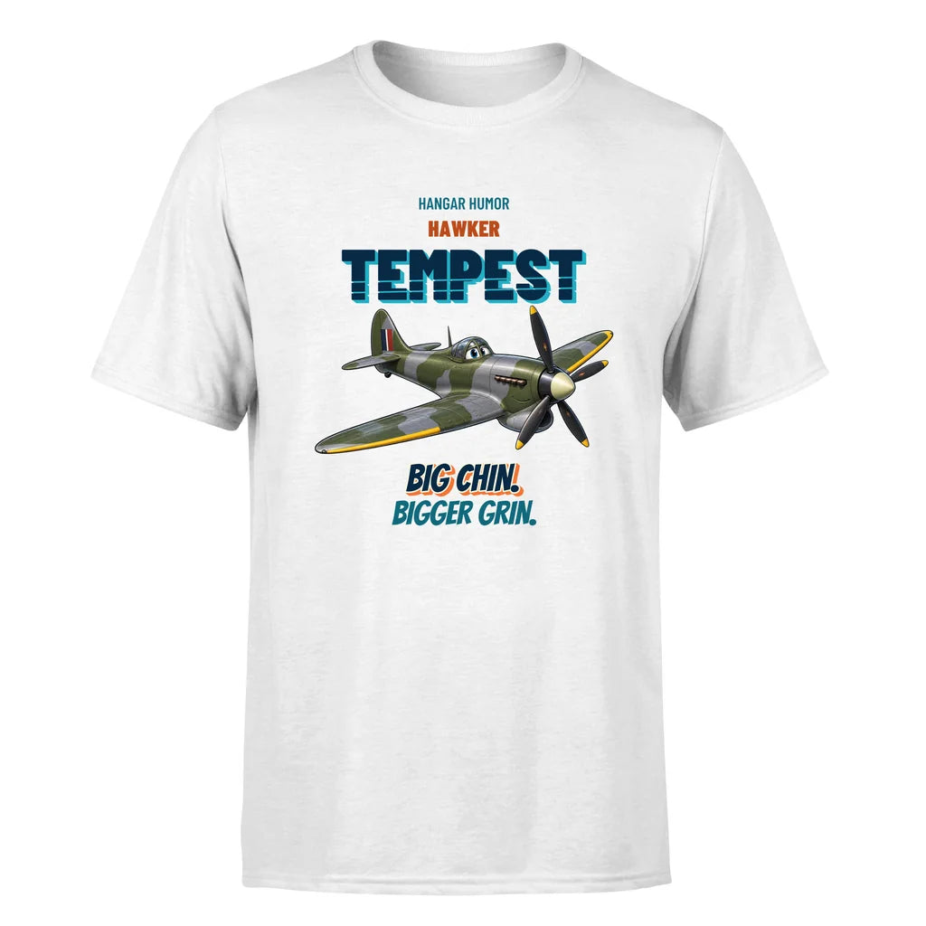 Hawker Tempest Mk V - Big chin. Bigger grin. - Premium T-Shirt design on white premium t shirt