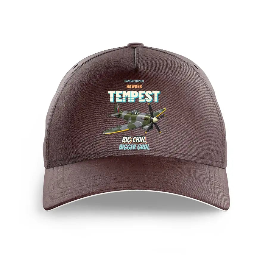 Hawker Tempest Mk V - Big chin. Bigger grin. design on brown printed hat