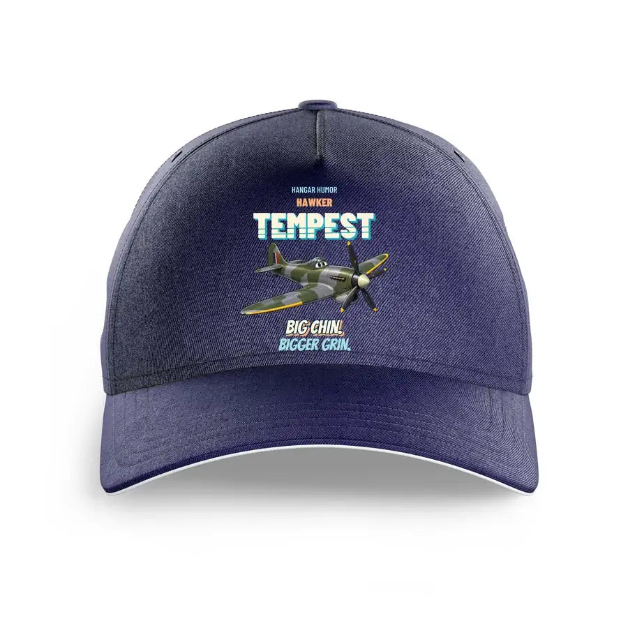 Hawker Tempest Mk V - Big chin. Bigger grin. design on dark blue printed hat