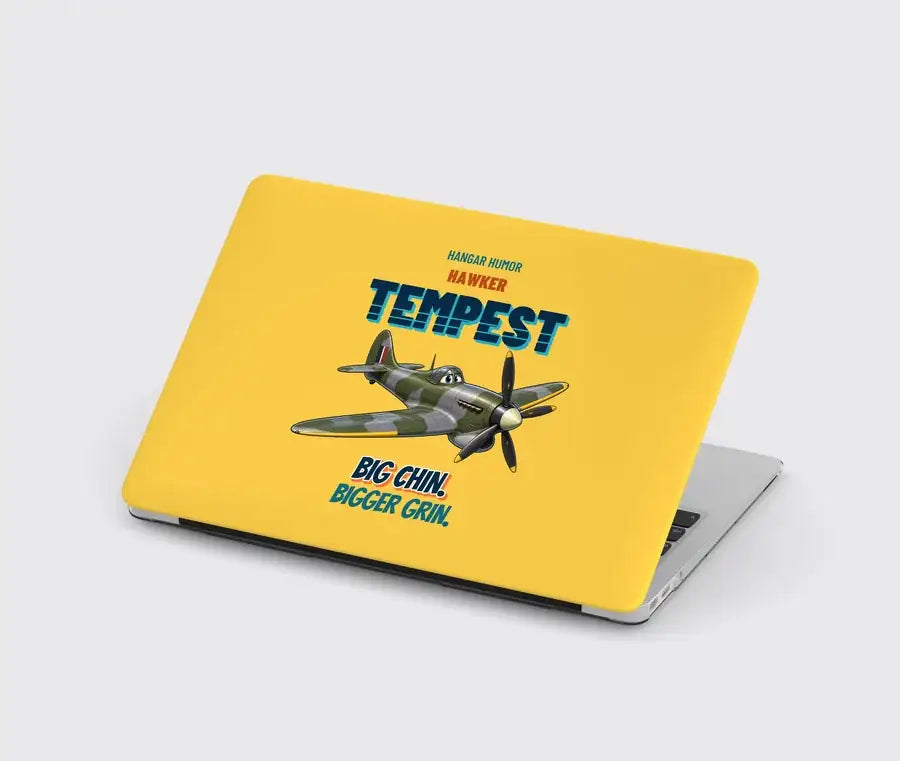 Hawker Tempest Mk V - Big chin. Bigger grin. design on yellow MacBook case