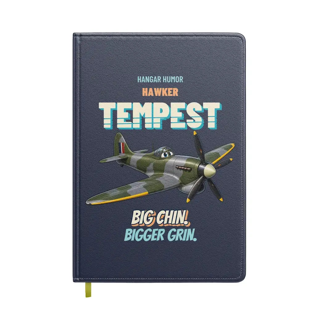 Hawker Tempest Mk V - Big chin. Bigger grin. design on navy blue notebook