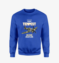 Thumbnail for Hawker Tempest Mk V - Big chin. Bigger grin. design on blue sweatshirt