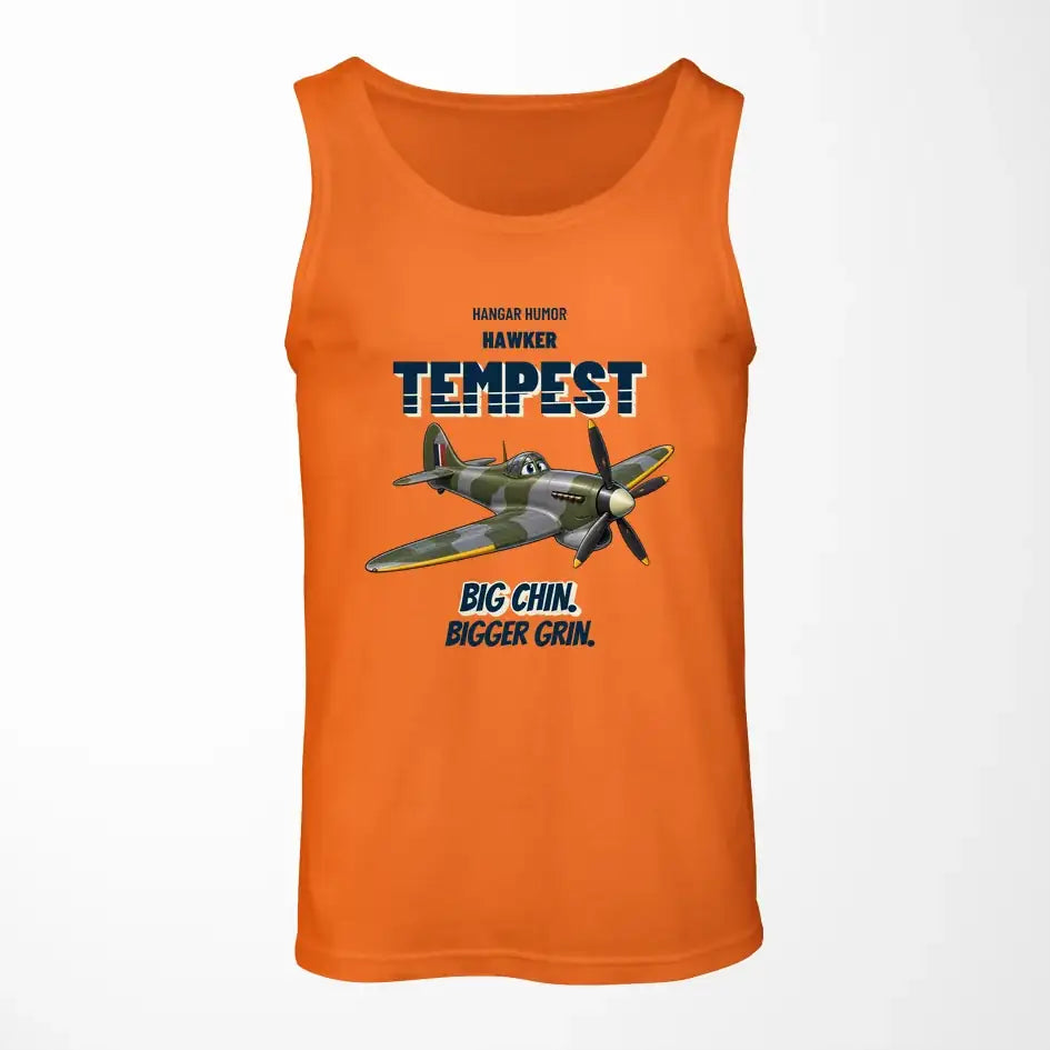 Hawker Tempest Mk V - Big chin. Bigger grin. design on orange tank top