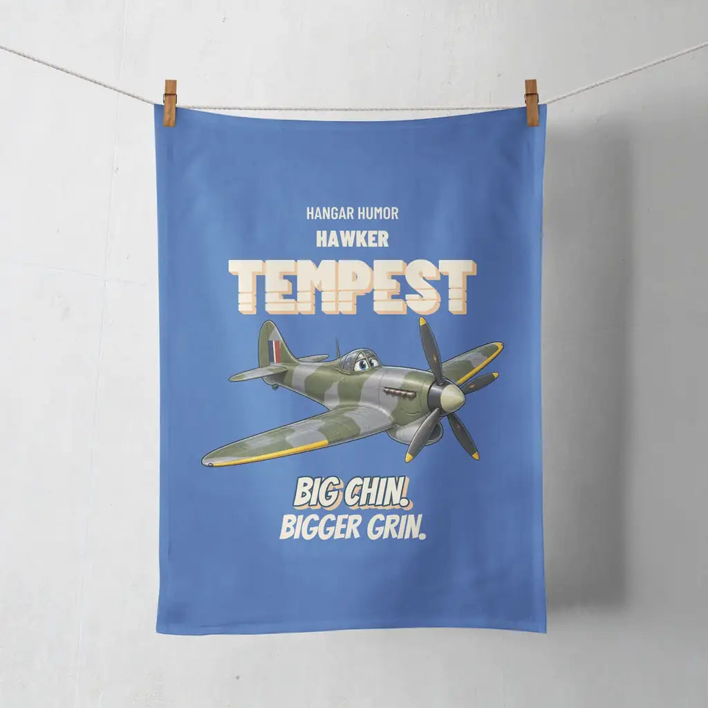 Hawker Tempest Mk V - Big chin. Bigger grin. design on blue towel
