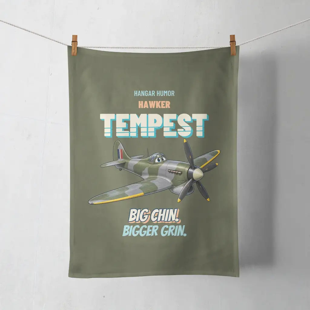 Hawker Tempest Mk V - Big chin. Bigger grin. design on green army towel