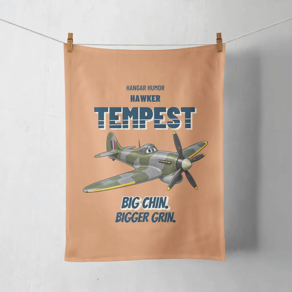 Hawker Tempest Mk V - Big chin. Bigger grin. design on orange towel