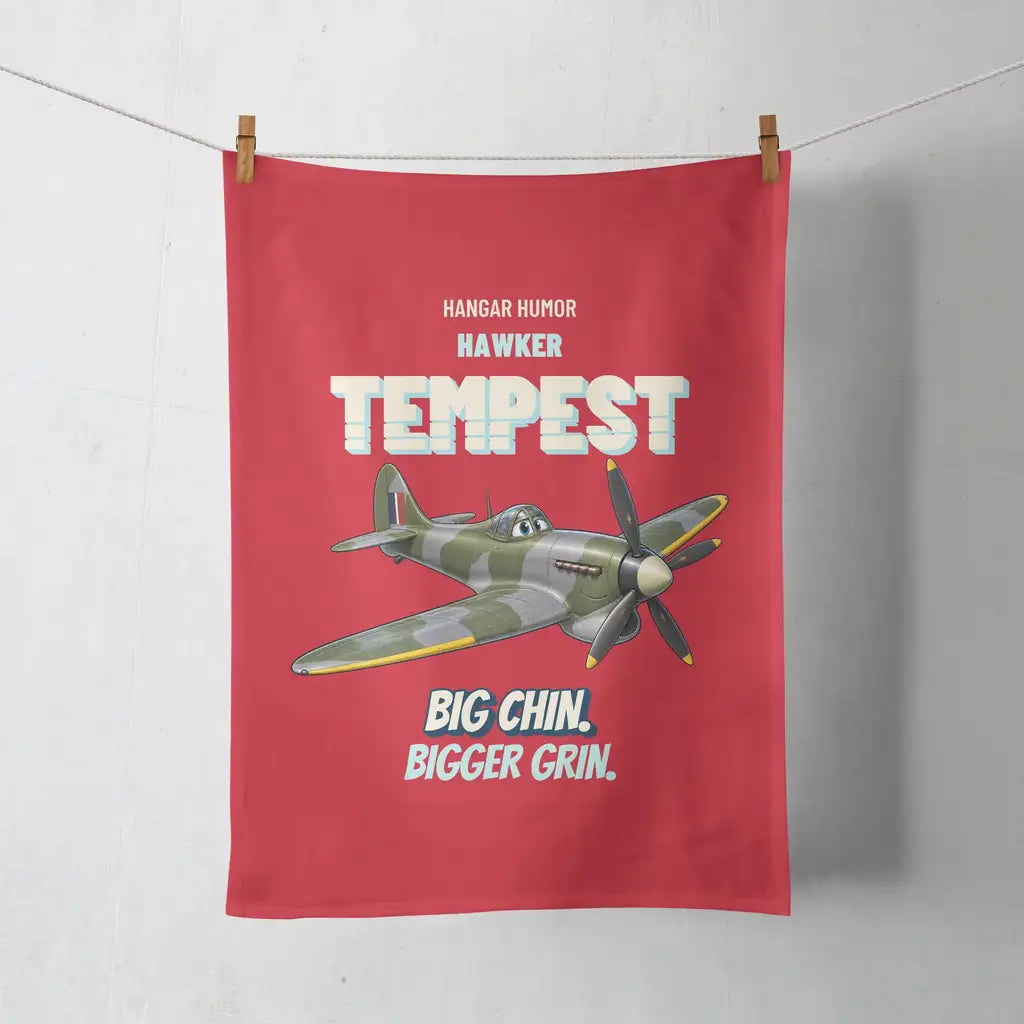 Hawker Tempest Mk V - Big chin. Bigger grin. design on red towel