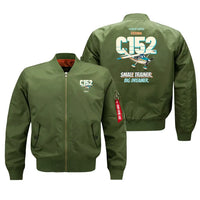 Thumbnail for Cessna 152 - Small trainer. Big dreamer. design on green bomber jacket