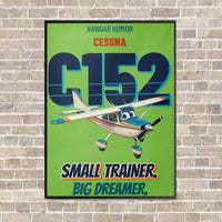 Thumbnail for Cessna 152 - Small trainer. Big dreamer. vertical canvas print - framed - light green background