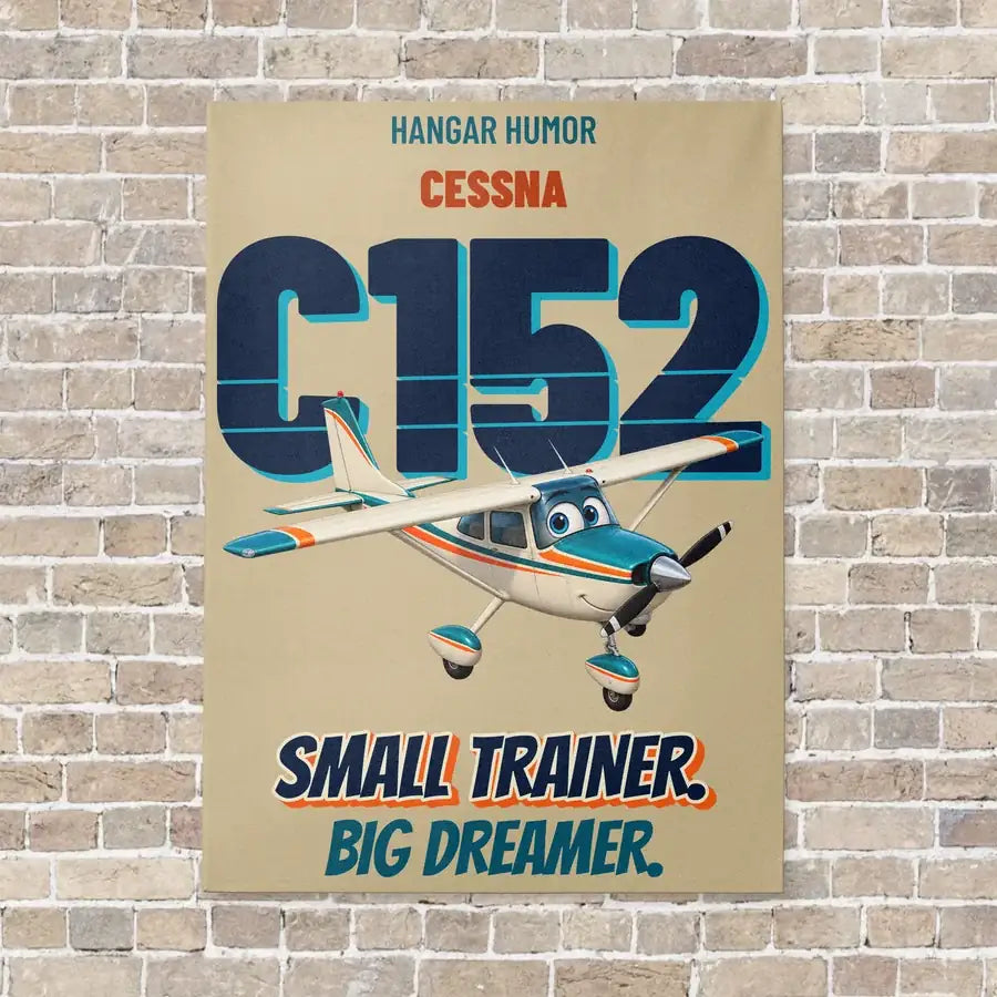 Cessna 152 - Small trainer. Big dreamer. vertical canvas print - no frame - beige background
