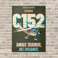 Thumbnail for Cessna 152 - Small trainer. Big dreamer. vertical canvas print - no frame - green army background