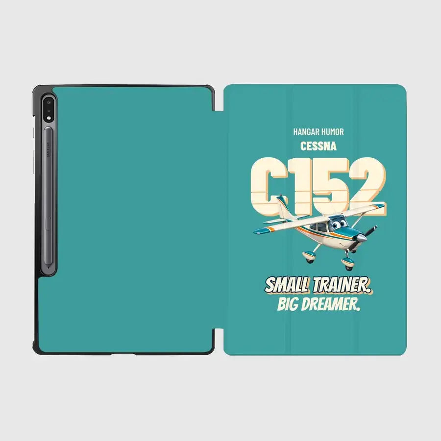 Cessna 152 - Small trainer. Big dreamer. design on turquoise samsung tablet tablet case