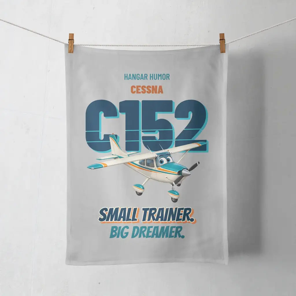 Cessna 152 - Small trainer. Big dreamer. design on light gray towel