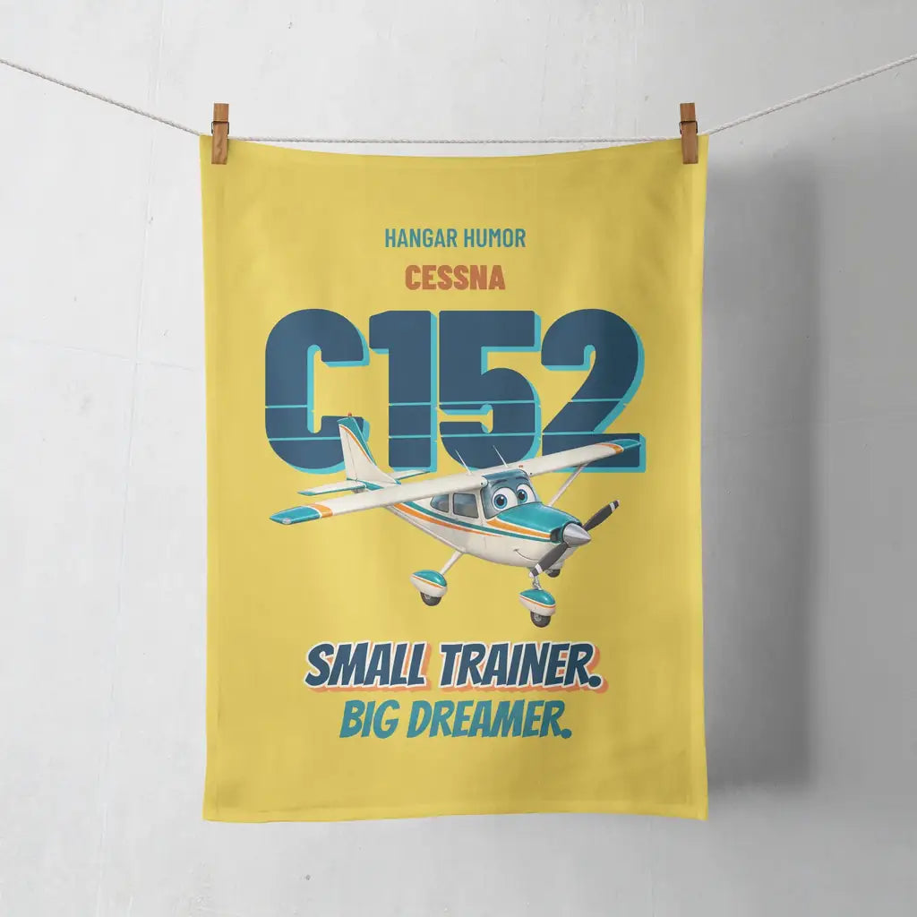 Cessna 152 - Small trainer. Big dreamer. design on yellow towel