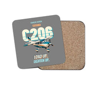 Thumbnail for Cessna 206 Stationair - Load up. Lighten up. design on gray 1 piece coaster
