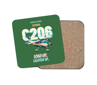 Thumbnail for Cessna 206 Stationair - Load up. Lighten up. design on green 1 piece coaster