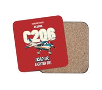 Thumbnail for Cessna 206 Stationair - Load up. Lighten up. design on red 1 piece coaster