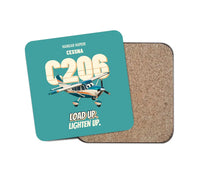 Thumbnail for Cessna 206 Stationair - Load up. Lighten up. design on turquoise 1 piece coaster