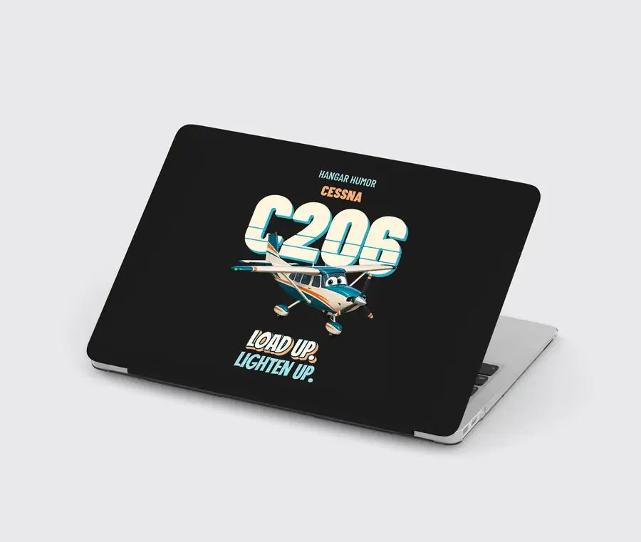 Cessna 206 Stationair - Load up. Lighten up. design on black MacBook case