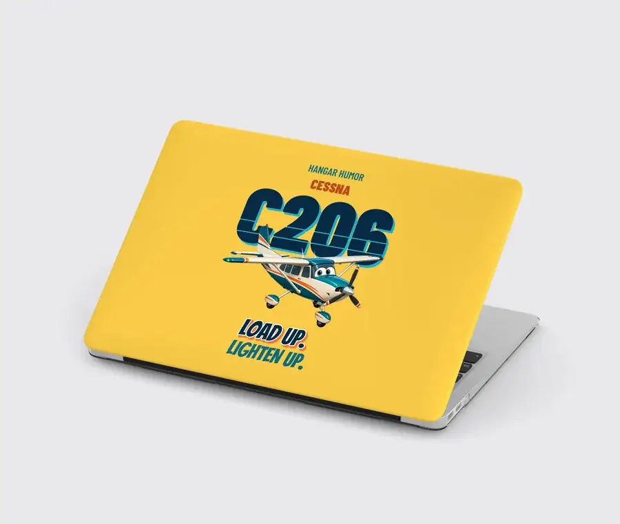 Cessna 206 Stationair - Load up. Lighten up. design on yellow MacBook case