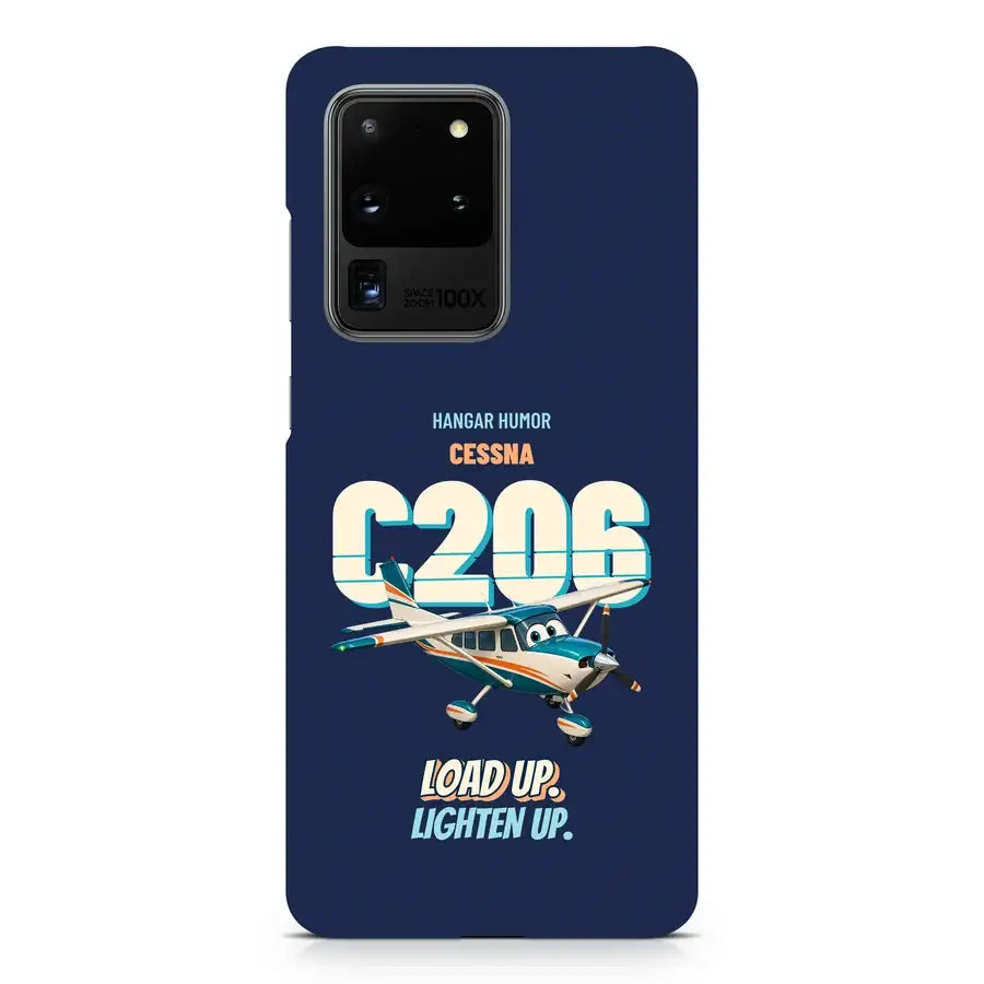 Cessna 206 Stationair - Load up. Lighten up. design on navy blue samsung case