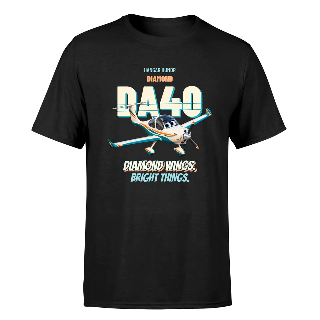 Diamond DA40 - Diamond wings. Bright things. - Premium T-Shirt design on black premium t shirt
