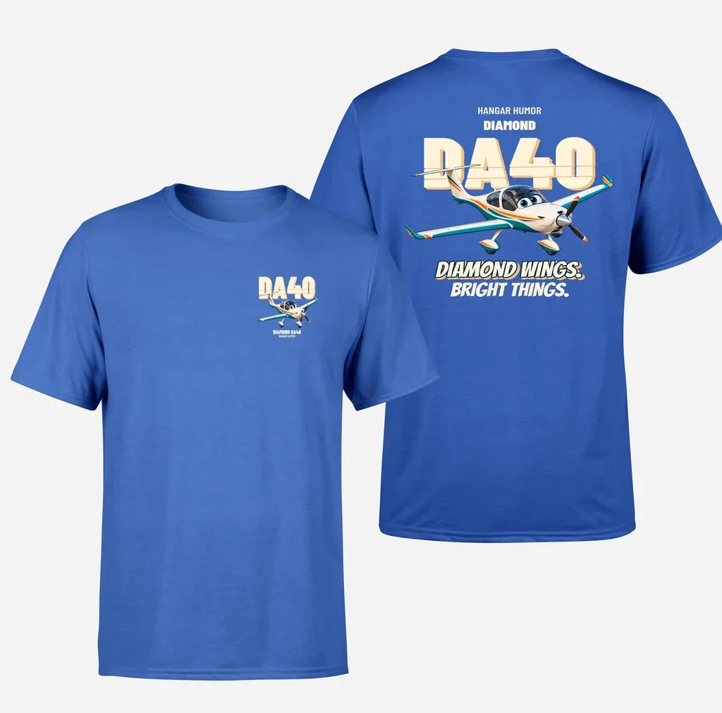 Diamond DA40 - Diamond wings. Bright things. - Double-Side T-Shirt design on blue double side t shirt