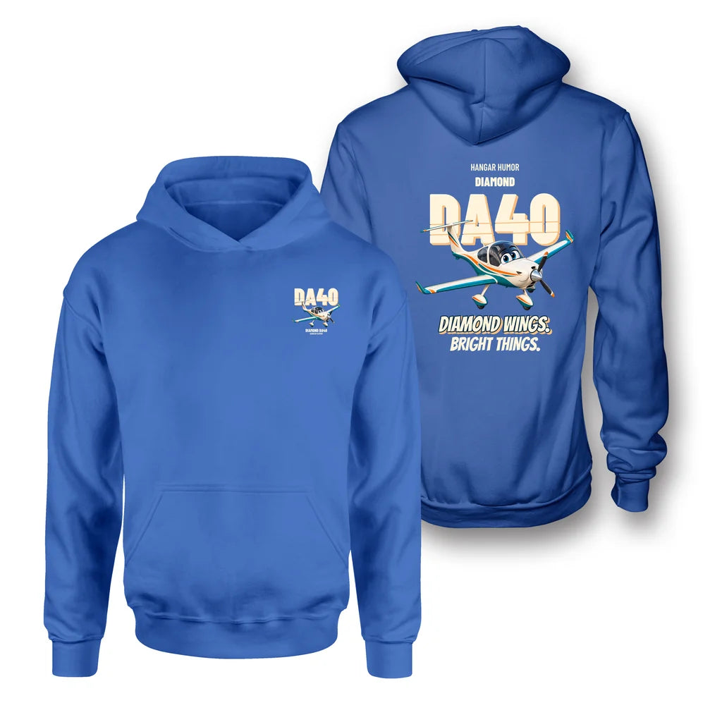 Diamond DA40 - Diamond wings. Bright things. - Double-Side Hoodie design on blue double side hoodie