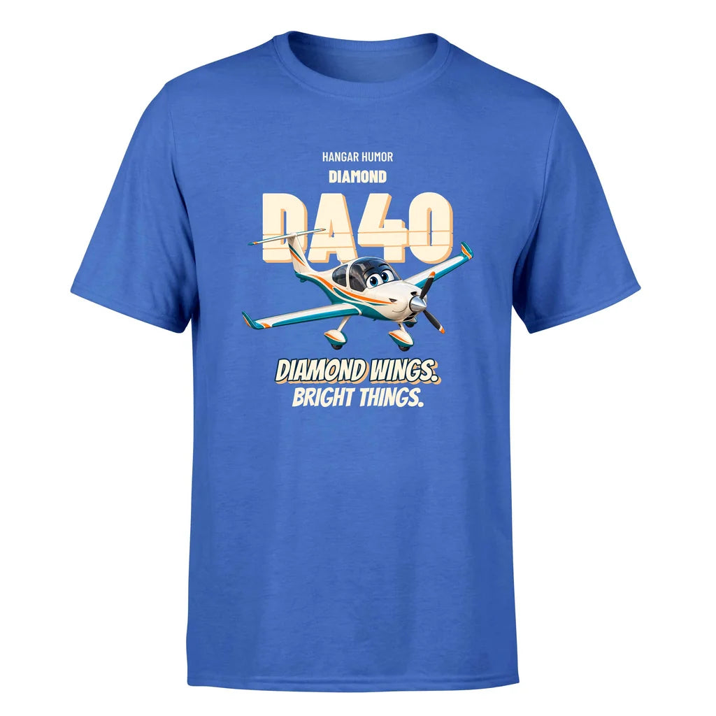 Diamond DA40 - Diamond wings. Bright things. - Premium T-Shirt design on blue premium t shirt