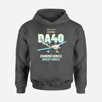 Thumbnail for Diamond DA40 - Diamond wings. Bright things. design on dark gray hoodie single side