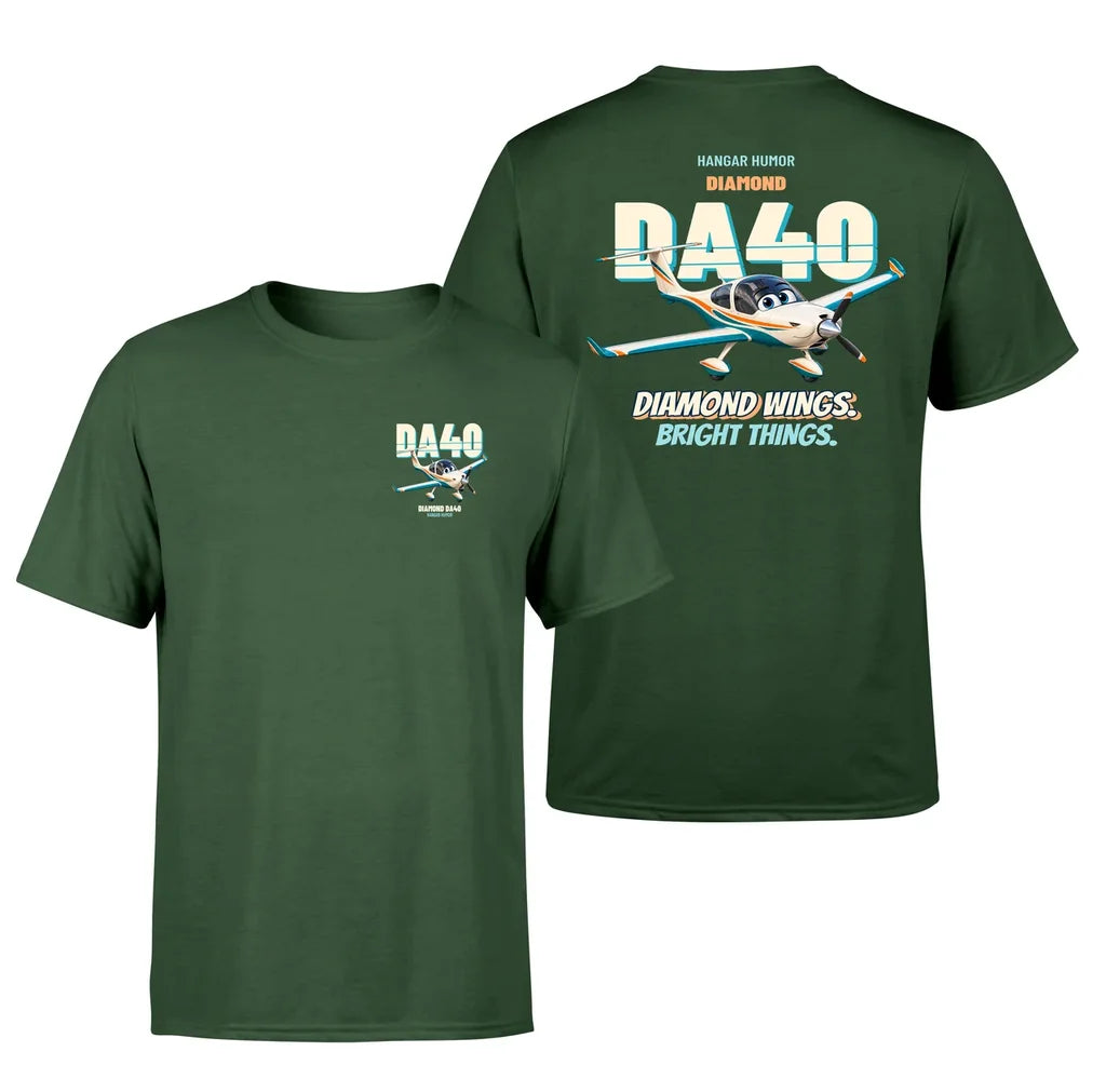 Diamond DA40 - Diamond wings. Bright things. - Double-Side T-Shirt design on darkgreen double side t shirt