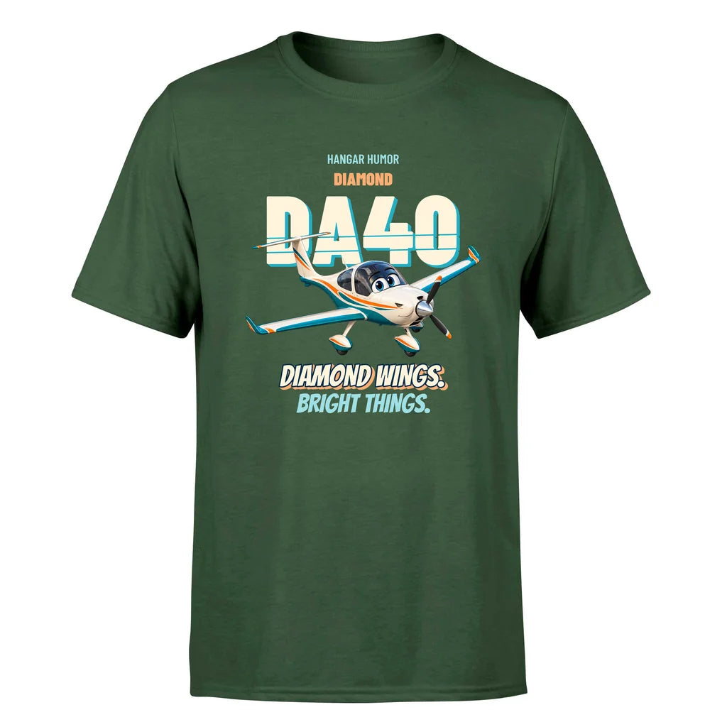 Diamond DA40 - Diamond wings. Bright things. - Premium T-Shirt design on darkgreen premium t shirt