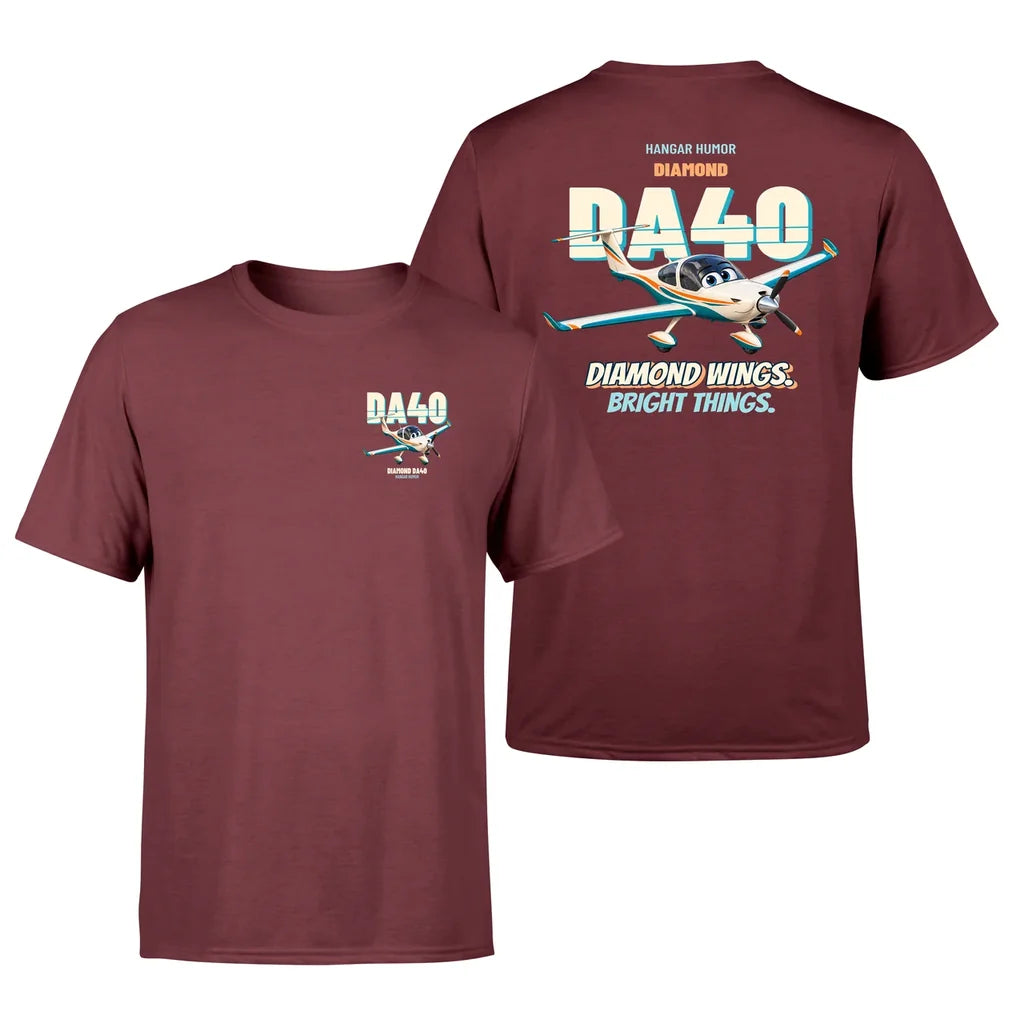 Diamond DA40 - Diamond wings. Bright things. - Double-Side T-Shirt design on darkred double side t shirt