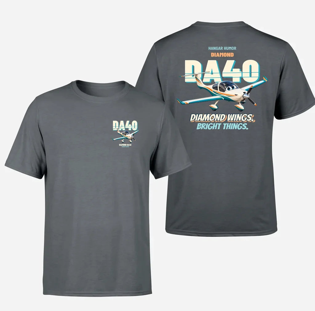 Diamond DA40 - Diamond wings. Bright things. - Double-Side T-Shirt design on gray double side t shirt