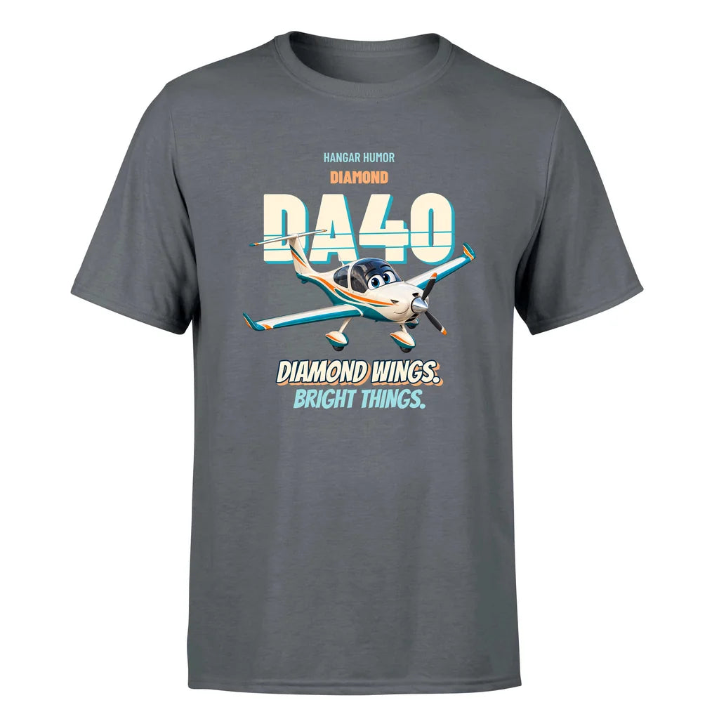 Diamond DA40 - Diamond wings. Bright things. - Premium T-Shirt design on gray premium t shirt