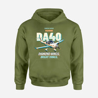 Thumbnail for Diamond DA40 - Diamond wings. Bright things. design on green army hoodie single side