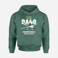 Thumbnail for Diamond DA40 - Diamond wings. Bright things. design on green hoodie single side