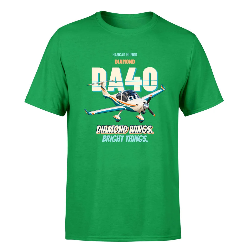 Diamond DA40 - Diamond wings. Bright things. - Premium T-Shirt design on green premium t shirt