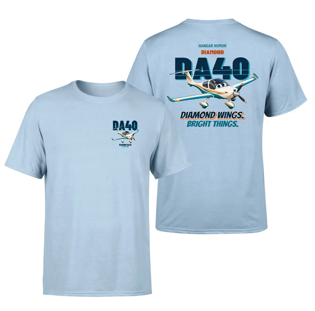 Diamond DA40 - Diamond wings. Bright things. - Double-Side T-Shirt design on lightblue double side t shirt
