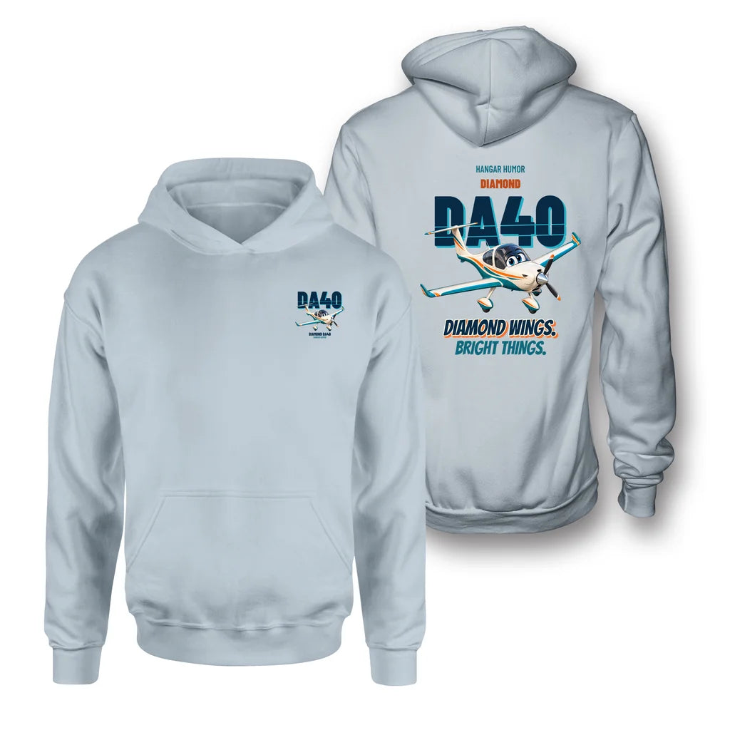 Diamond DA40 - Diamond wings. Bright things. - Double-Side Hoodie design on light blue double side hoodie