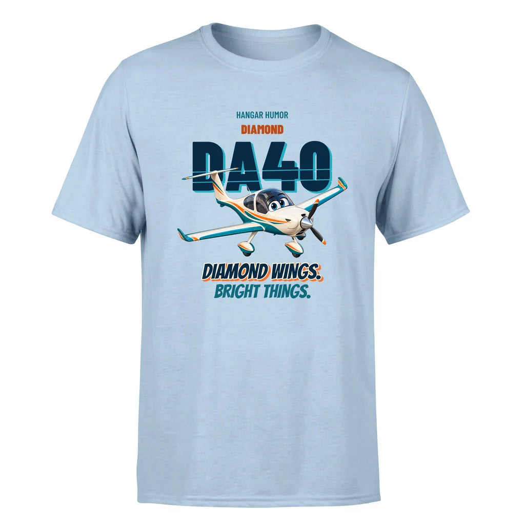 Diamond DA40 - Diamond wings. Bright things. - Premium T-Shirt design on lightblue premium t shirt