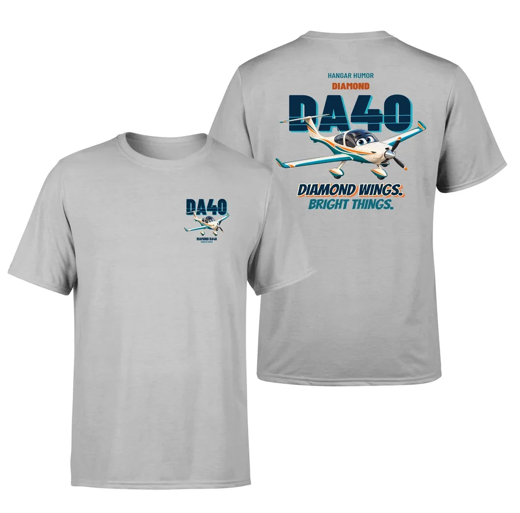 Diamond DA40 - Diamond wings. Bright things. - Double-Side T-Shirt design on lightgray double side t shirt