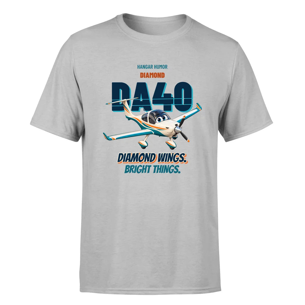 Diamond DA40 - Diamond wings. Bright things. - Premium T-Shirt design on lightgray premium t shirt
