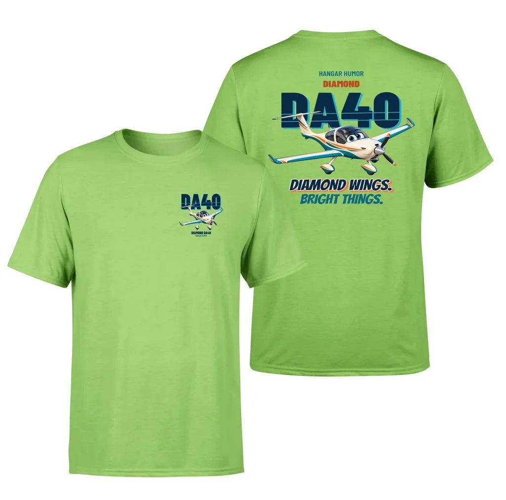 Diamond DA40 - Diamond wings. Bright things. - Double-Side T-Shirt design on lightgreen double side t shirt