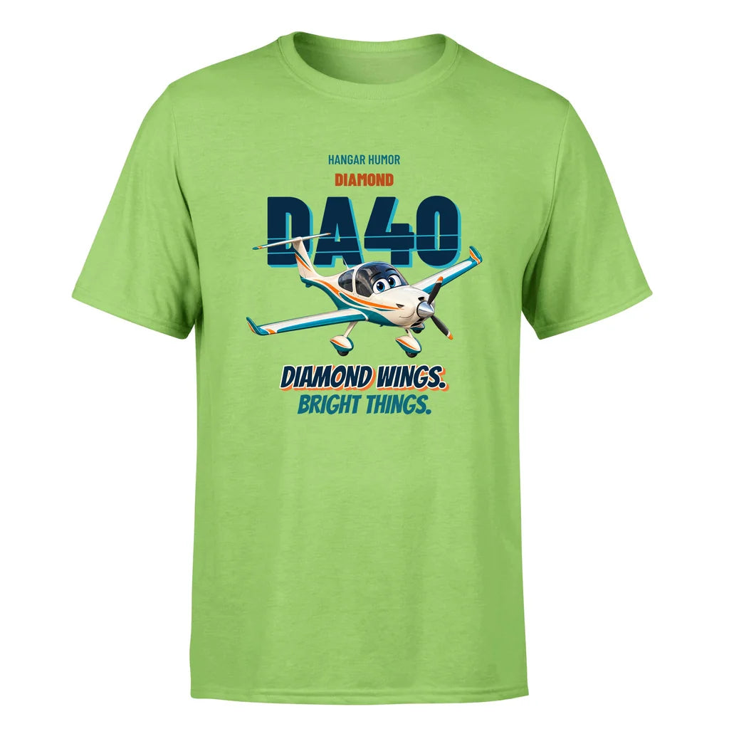 Diamond DA40 - Diamond wings. Bright things. - Premium T-Shirt design on lightgreen premium t shirt