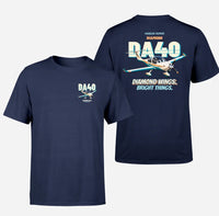Thumbnail for Diamond DA40 - Diamond wings. Bright things. - Double-Side T-Shirt design on navyblue double side t shirt
