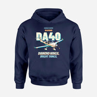 Thumbnail for Diamond DA40 - Diamond wings. Bright things. design on navy blue hoodie single side