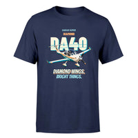 Thumbnail for Diamond DA40 - Diamond wings. Bright things. - Premium T-Shirt design on navyblue premium t shirt