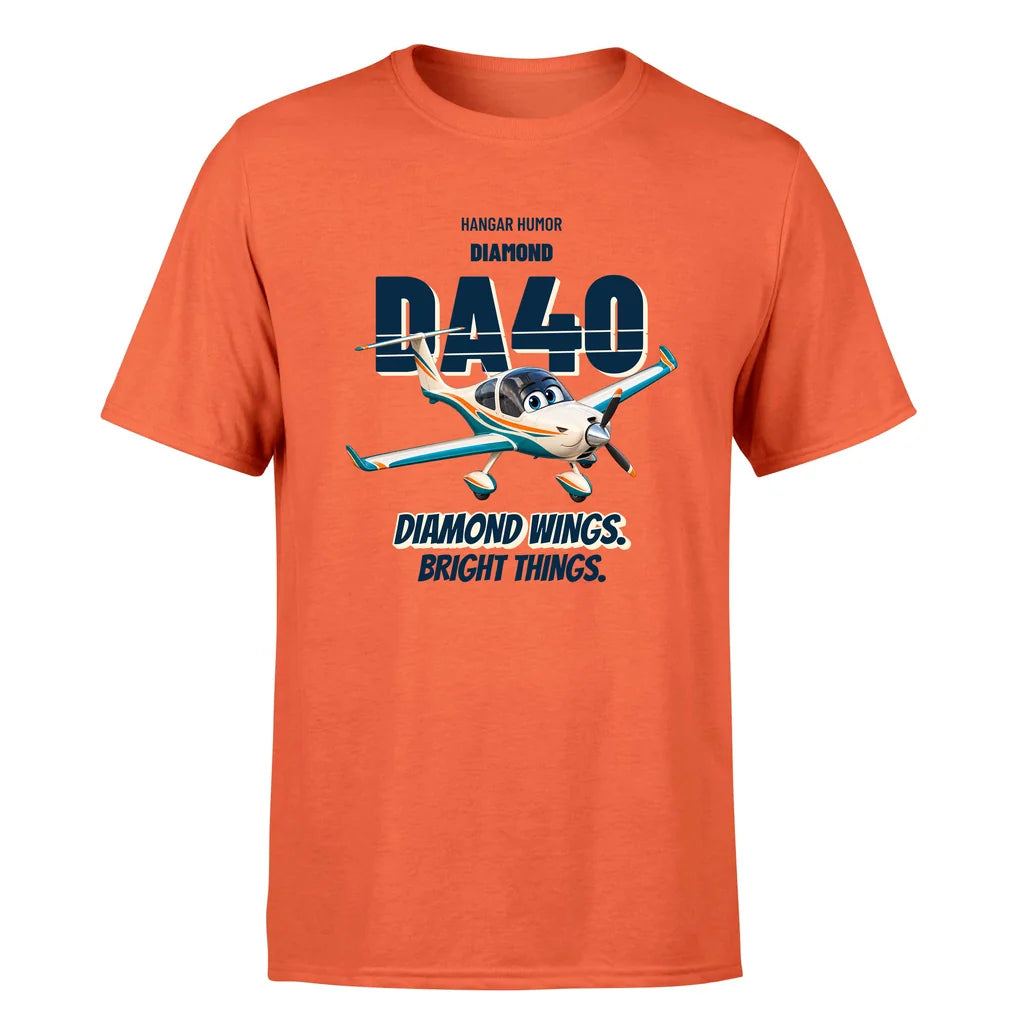 Diamond DA40 - Diamond wings. Bright things. - Premium T-Shirt design on orange premium t shirt